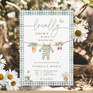 Rustic Locally Grown Gender Neutral Baby Shower Invitation
