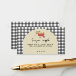 Rustic Locally Grown Gray Gingham Baby Shower Enclosure Card