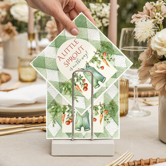 Rustic Locally Grown Neutral Sprout Baby Shower Napkin (Creator Uploaded)