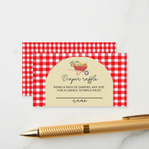 Rustic Locally Grown Red Gingham Baby Shower Enclosure Card