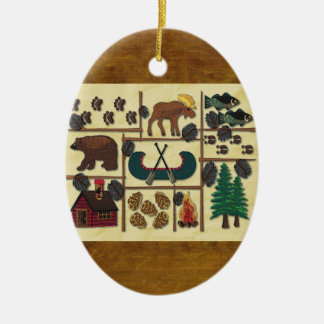 Rustic Lodge Country Cabin Christmas Ceramic Tree Decoration