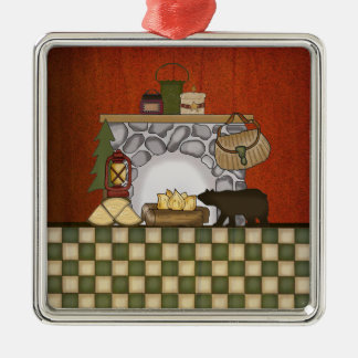 Rustic Lodge Country Cabin Christmas with Bear Metal Tree Decoration