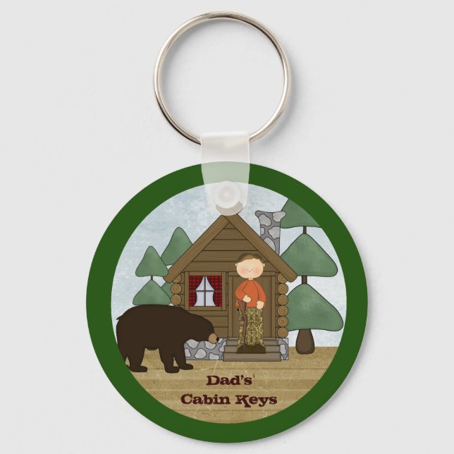 Rustic Lodge Country Cabin Keys with Bear Custom Key Ring (Front)
