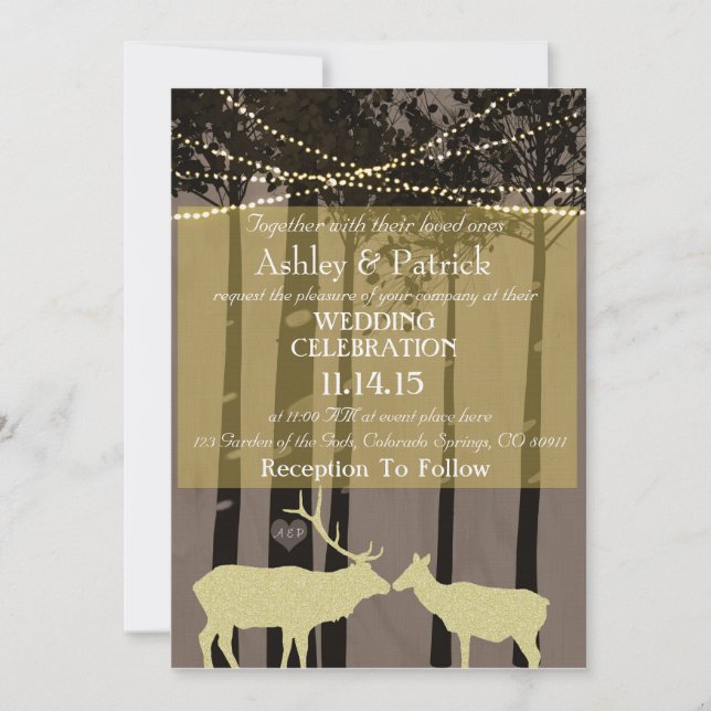 Rustic Lodge Themed Wedding Invitation (Front)