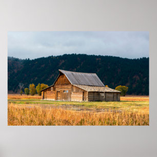 Rustic log barn in Grand Teton National Park, Wyom Poster