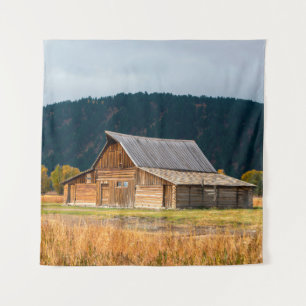 Rustic log barn in Grand Teton National Park, Wyom Tapestry