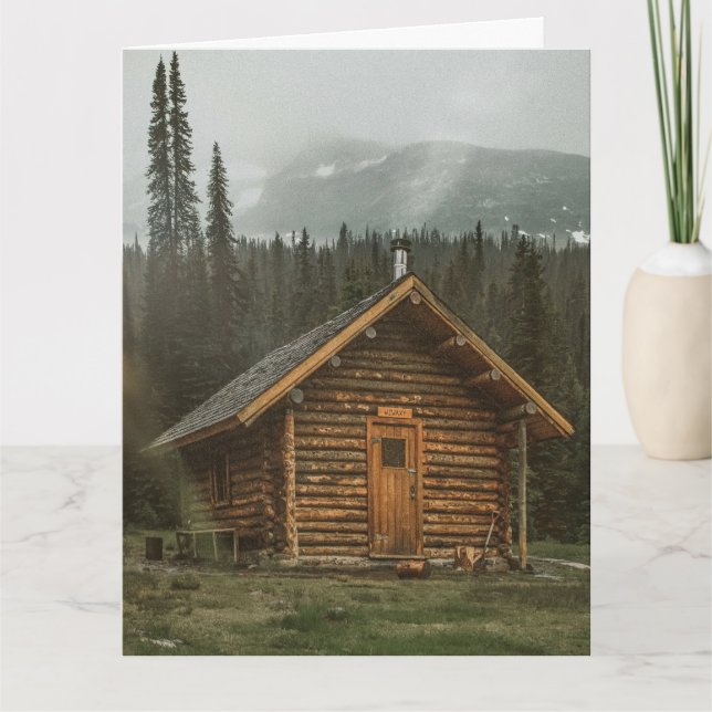 RUSTIC LOG CABIN BLANK GREETING CARD (Front)