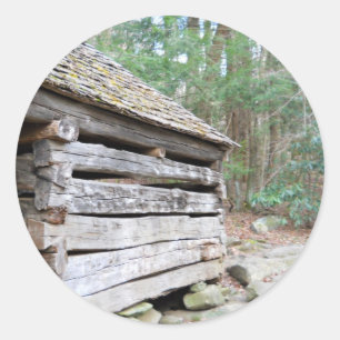 Rustic Log Cabin Classic Round Sticker