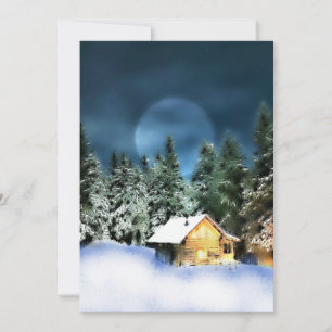 Rustic Log Cabin Full Moon Invitation