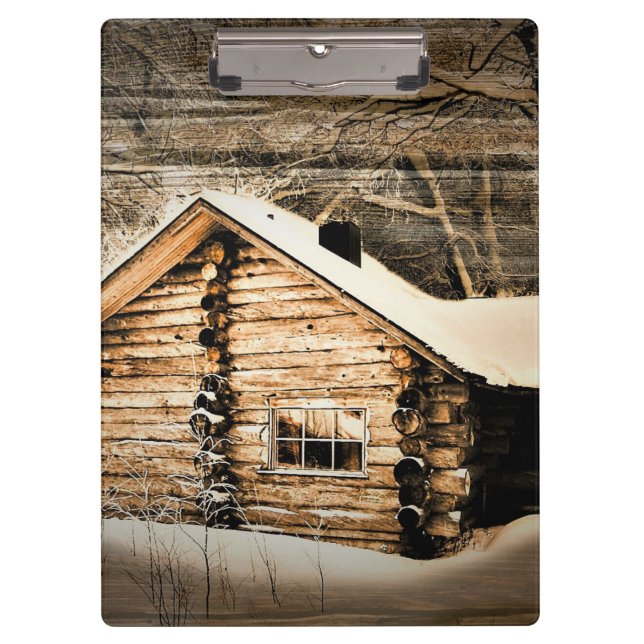 Rustic Log Cabin In The Wilderness Clipboard (Front)
