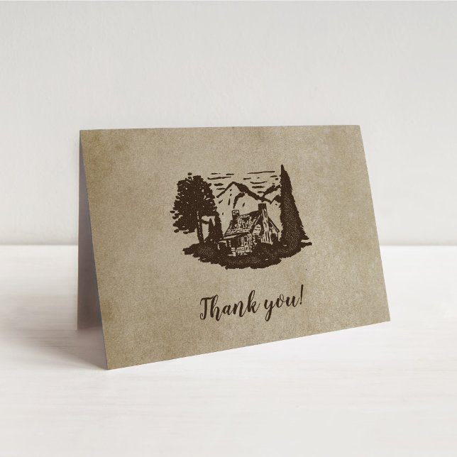 Rustic Log Cabin Wedding Thank You Note Card (Creator Uploaded)