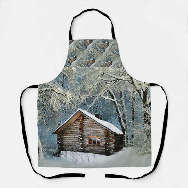 Rustic Log Cabin Winter Magic Apron (Front)