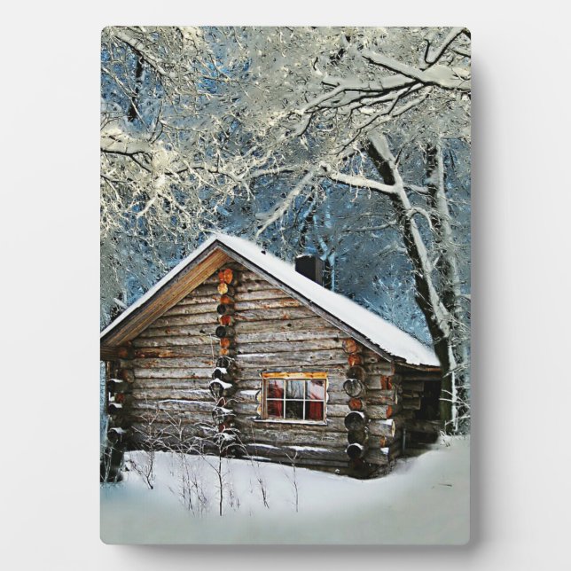 Rustic Log Cabin Winter Magic Plaque (Front)
