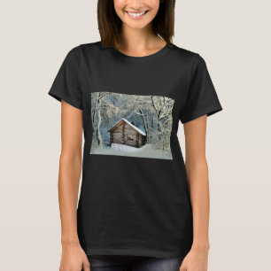 Rustic Log Cabin Winter Magic T-Shirt