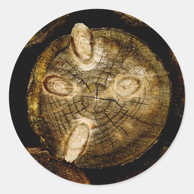 Rustic Log Roll Classic Round Sticker (Front)