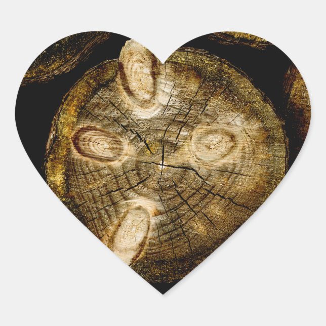 Rustic Log Roll Heart Sticker (Front)
