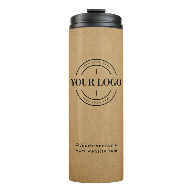 Rustic Logo Business Corporate Company Kraft Brown Thermal Tumbler (Front)