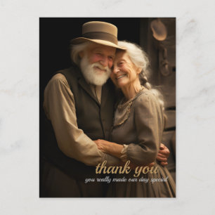 Rustic Love 1 square photo holder thank you Postcard
