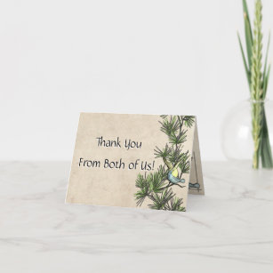 Rustic Love Birds (Thank You From Both) Thank You Card