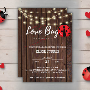 Rustic Love Bug Baby Shower Invitation