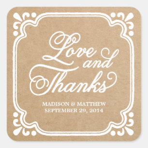 Rustic Love & Thanks Wedding Favour Labels