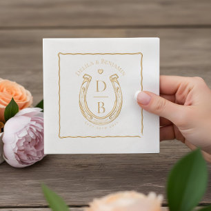 Rustic Love Western Horseshoe Monogram Wedding Foil Napkins