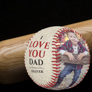 Rustic Love You Dad Father`s Day 2 Photo Collage Baseball