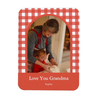 Rustic Love You Grandma Gingham Photo Magnet