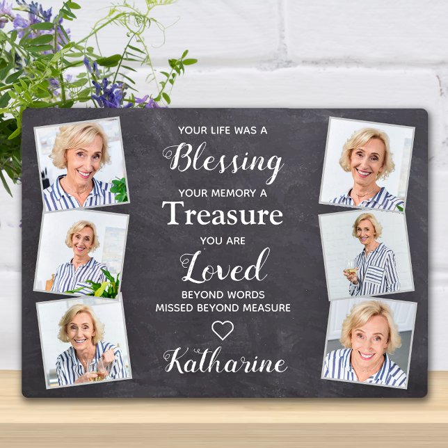 Rustic Loving Memory Personalized Photo Memorial  Plaque (Creator Uploaded)