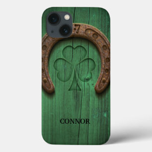 Rustic Lucky Horse Shoe Irish Personalised iPhone 13 Case