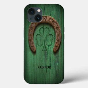 Rustic Lucky Horse Shoe Irish Personalised iPhone 13 Case