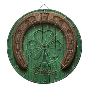 Rustic Lucky Horse Shoe Irish Personalized  Dartboard