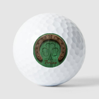 Rustic Lucky Horse Shoe Irish Personalized Golf Balls