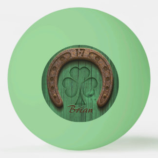 Rustic Lucky Horse Shoe Irish Personalized Ping Pong Ball