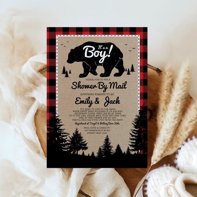 Rustic Lumberjack Baby Shower By Mail Invitation (Creator Uploaded)