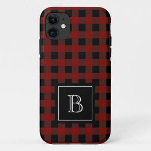 Rustic Lumberjack Buffalo Plaid Custom Monogrammed Case-Mate iPhone Case