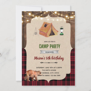 Rustic lumberjack camp theme invitation