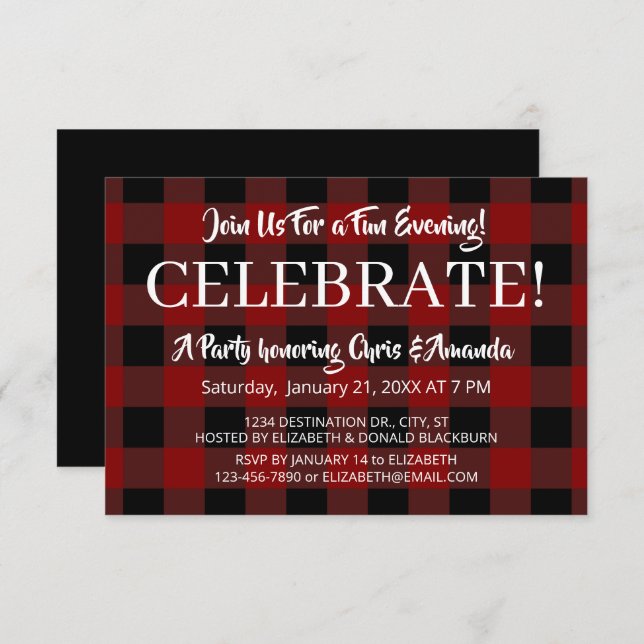 Rustic Lumberjack Plaid Celebration Event Occasion Invitation (Front/Back)