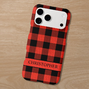 Rustic Lumberjack Red Black Buffalo Plaid Name