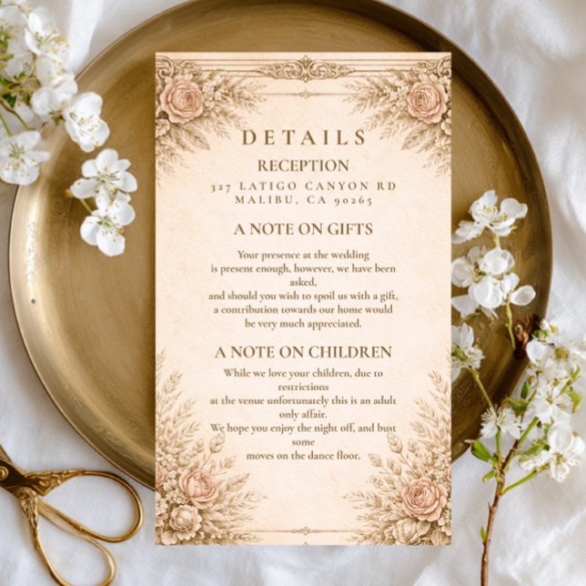 Rustic Luxury Botanical Floral Wedding Enclosure Card (Creator Uploaded)