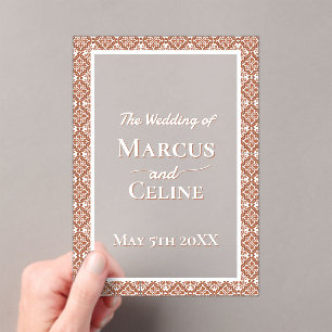Rustic Luxury Terracotta Tile Burnt Orange Wedding Acrylic Invitations