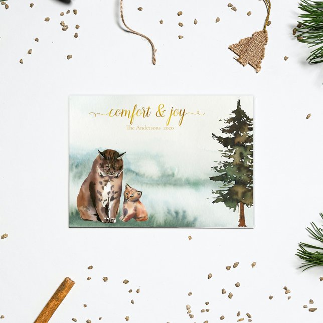 Rustic Lynx Family Christmas Holiday Card (Creator Uploaded)