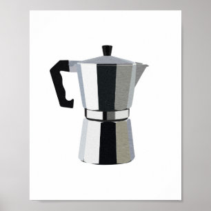 Rustic macchinetta Italian coffee espresso art Poster