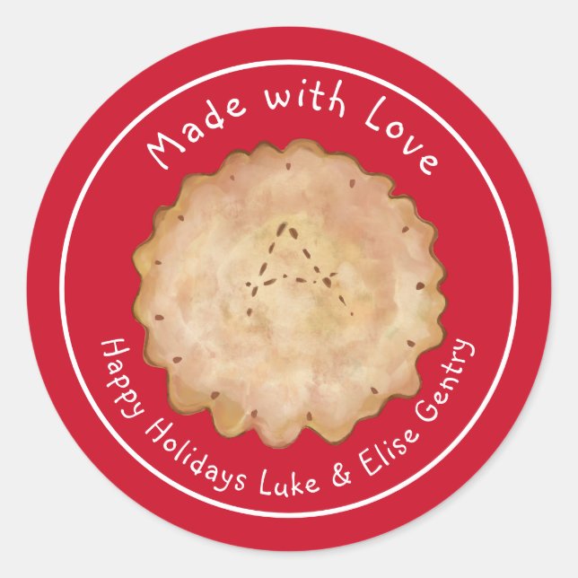 Rustic Made with Love Apple Pie Sticker (Front)