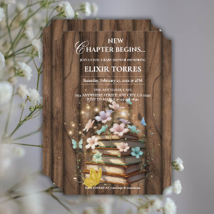 Rustic Magical Storybooks Baby Shower Invitation