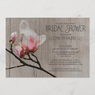 Rustic Magnolia Branch Bridal Shower Invitations