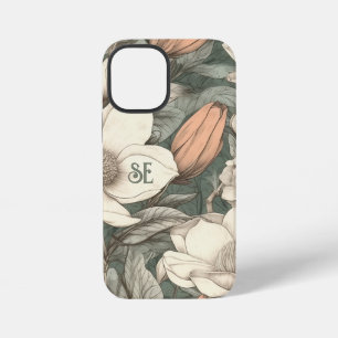 Rustic Magnolias Painted Initials Floral Botanical iPhone 12 Mini Case