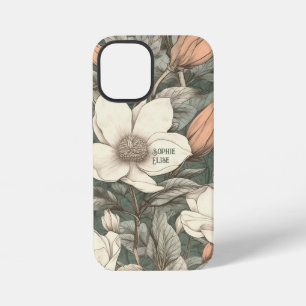 Rustic Magnolias Painted Name Floral Botanical iPhone 12 Mini Case