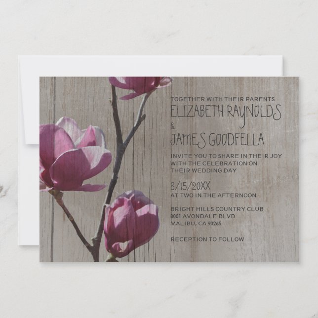 Rustic Magnolias Wedding Invitations (Front)