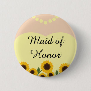 Rustic Maid of Honour Sunflowers Wedding Pin